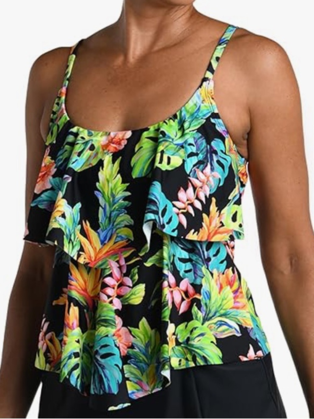 Like New MAXINE OF HOLLYWOOD 2 Tier Tankini, Size 16, Multi Color, Oahu Oasis